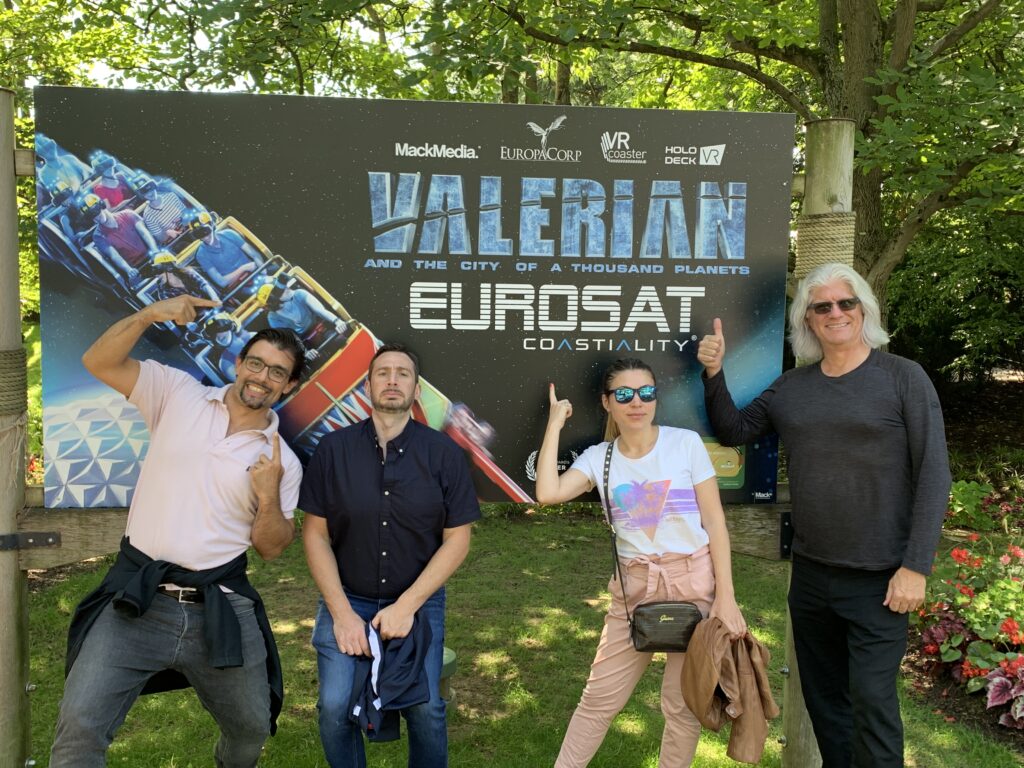 Bob with the former team from Spree VR, who collaborated with VR Coaster on Coastiality’s Roam and Ride technology.